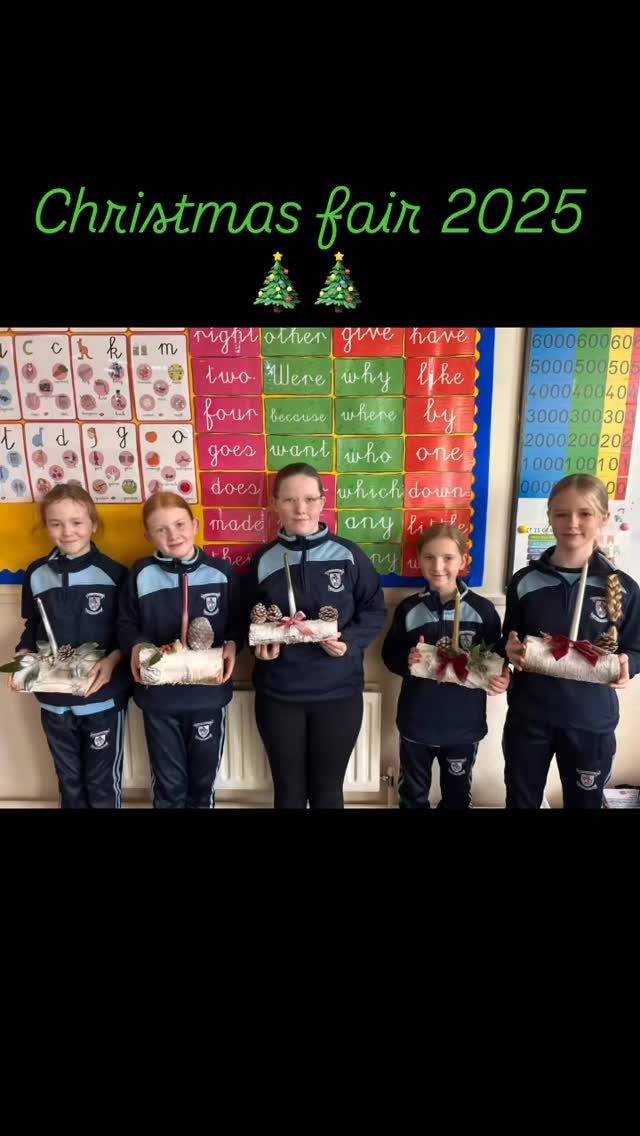Christmas fair 2025 🍃🎄 The children in the senior class spent a long time planning and organising their crafts for the Christmas fair. They came together and made beautiful wonderland logs and winter wreaths. These were made from fresh pine, holly and pine cones and could be used as a centre pieces in your house for Christmas 🪵🎄